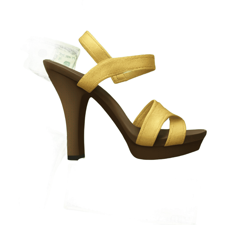 Platform heel with dollar bills around it emoji