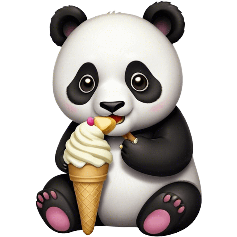 Panda eating ice cream emoji