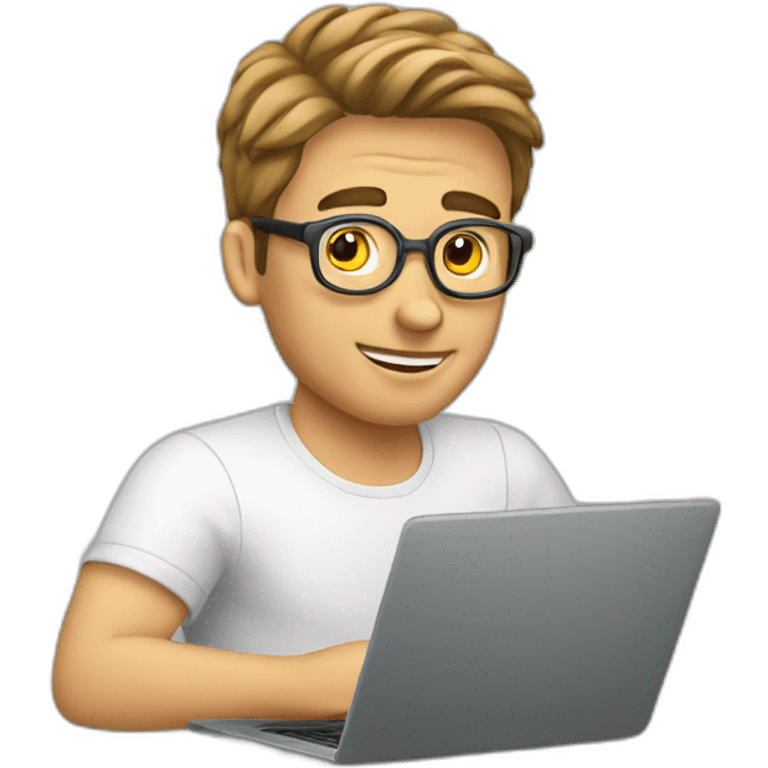 european guy using laptop emoji