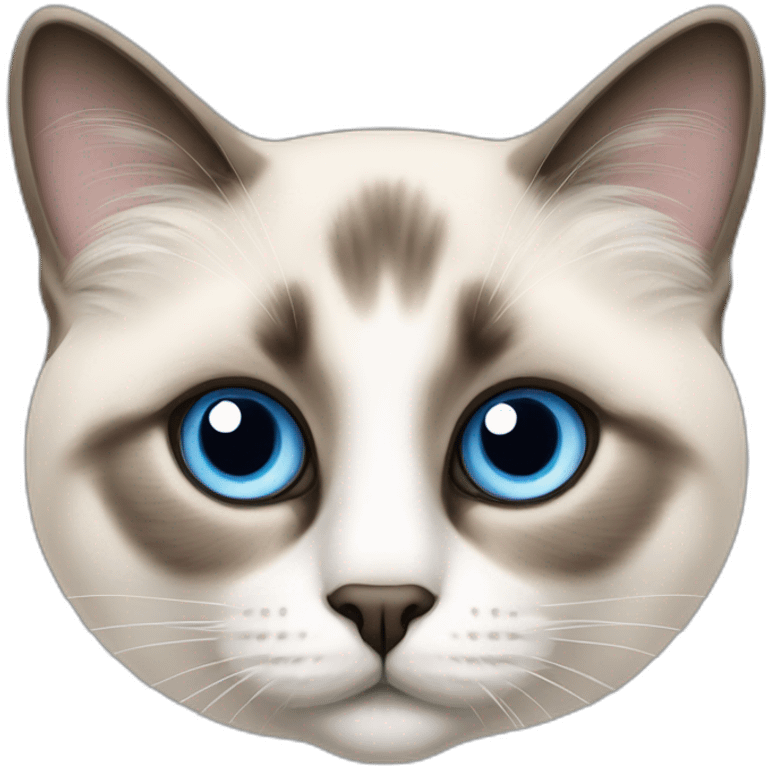 Apple icon Birman cat seat with bleu eyes emoji