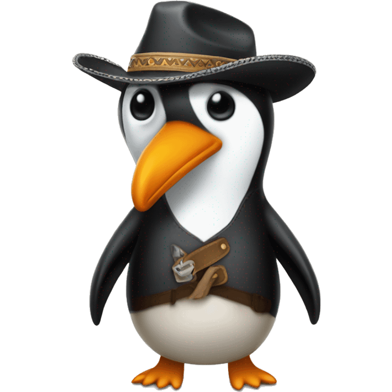 Pingüino con sombrero de vaquero  emoji