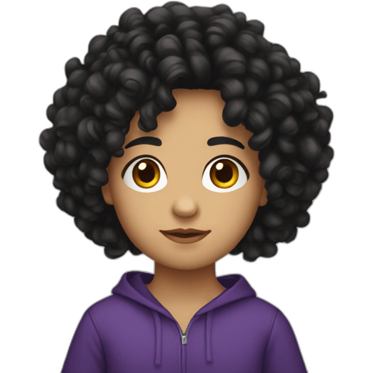 Métis teenager with black curly hair emoji