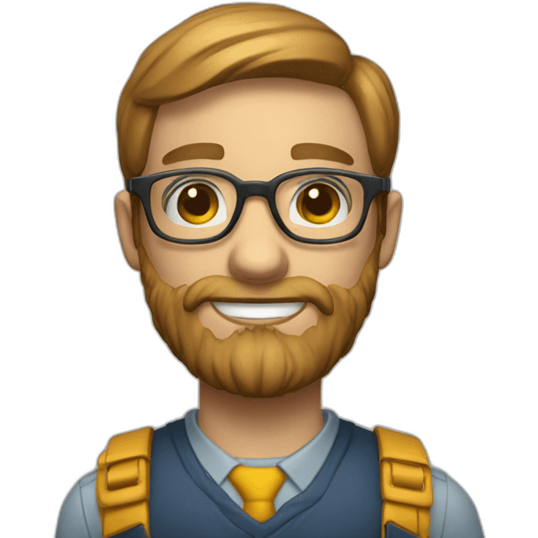 Nerd beard man glasses cap architect emoji