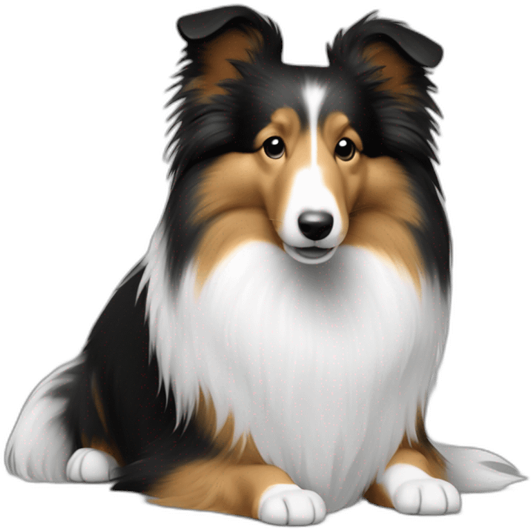 sheltie black white only emoji