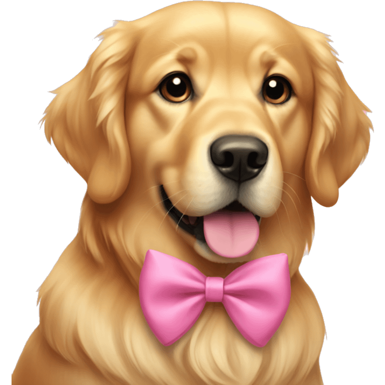 Golden retriever wearing a pink bow  emoji