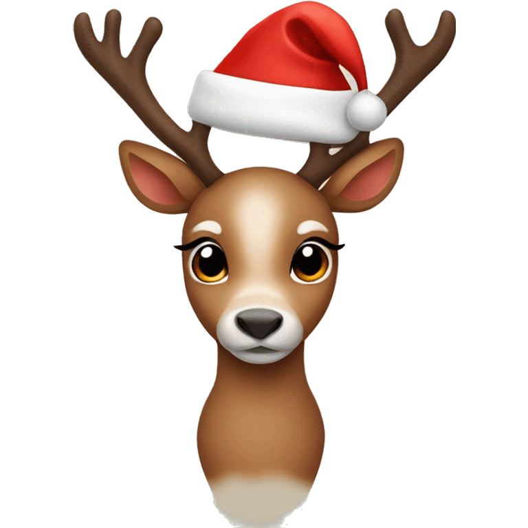 cute reindeer with a santa hat emoji