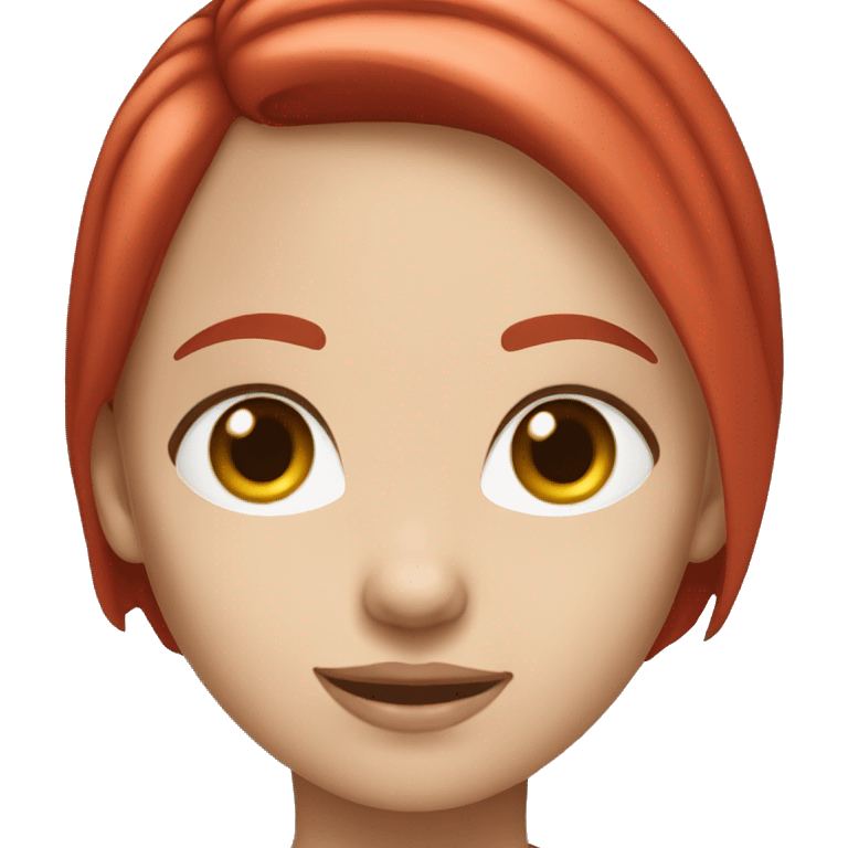 girl with blue eyes and red short bob hair emoji