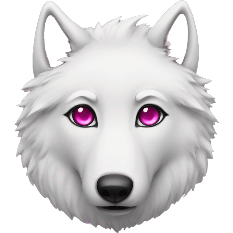 white wolf christmas with dark pink eyes emoji