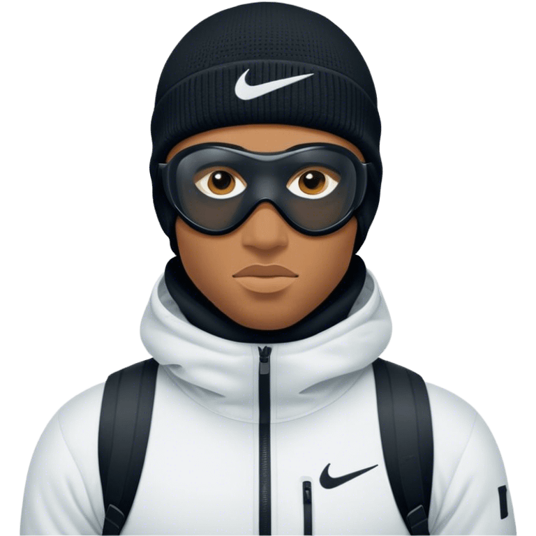 Man Emoji (Lightskin Black) in a nike ski mask emoji