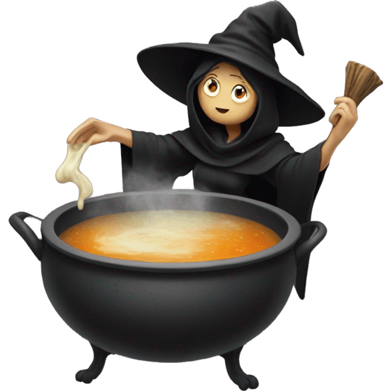 A witch eating soup from a cauldron  emoji