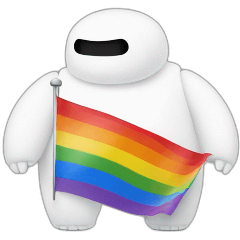 Baymax with a gay pride flag emoji