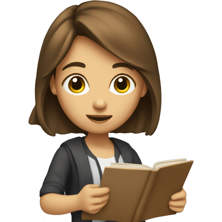 girl with brown hair studying emoji