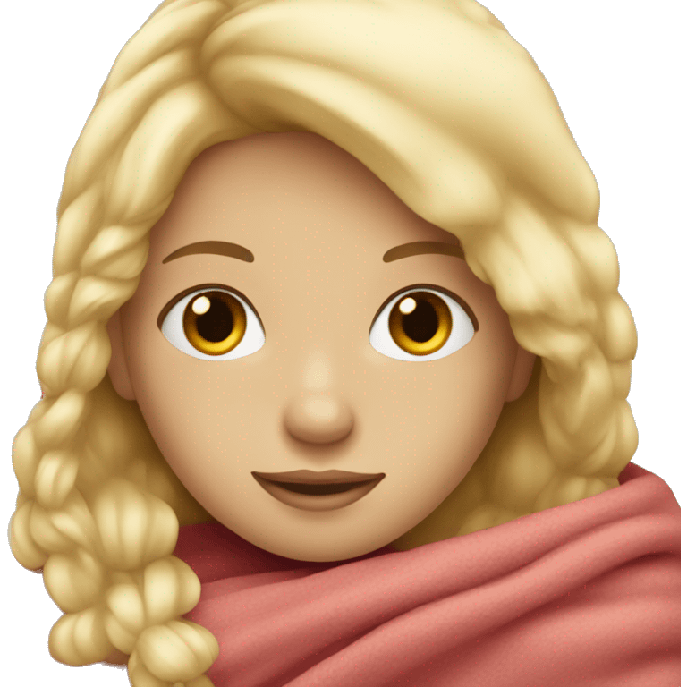 blonde girl with a blanket around her emoji