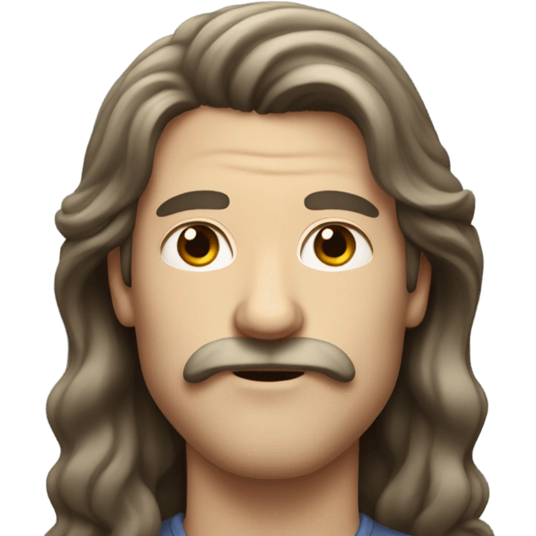 white man with moustache and long brown hair emoji