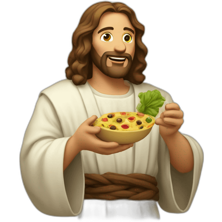 Jésus eating fricadelle emoji