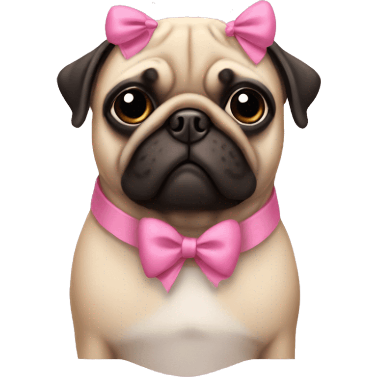 Pug with pink bows on ears  emoji