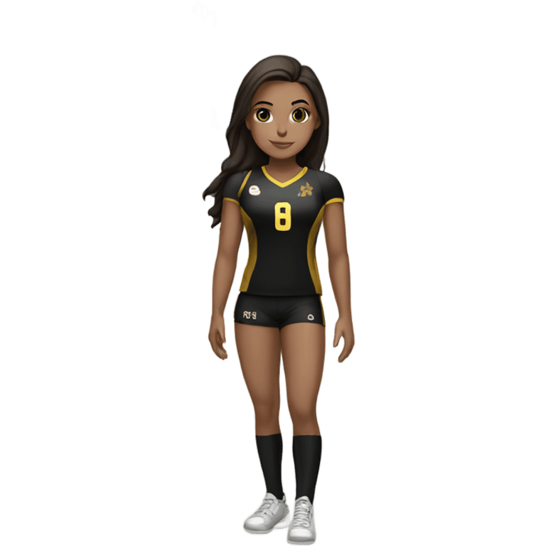 Brunette girl, wearing a gold and black volleyball jersey emoji