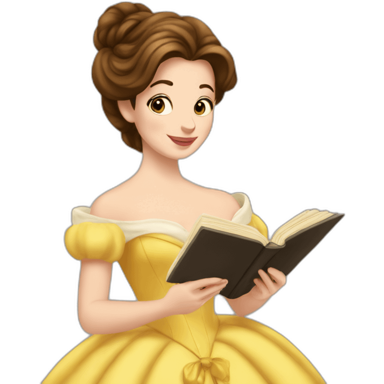 Princess Belle reading Jane austen emoji