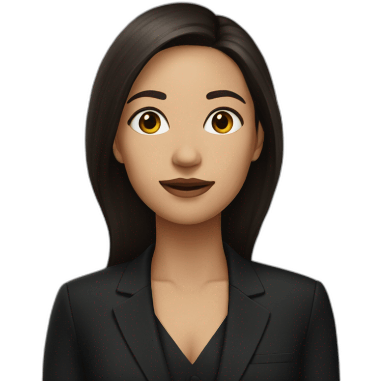 woman, long dark brown hair, in a black suit emoji