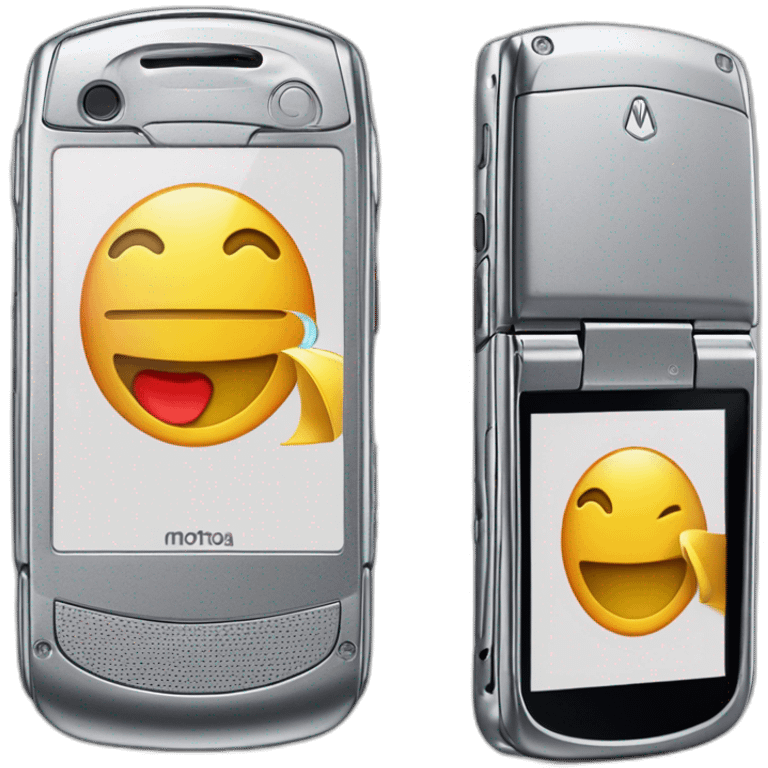 Silver Fold out Motorola Razr V3 mobile device with the iconic clamshell design emoji