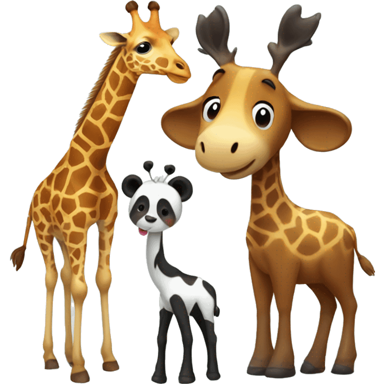 giraffe next to panda and moose emoji