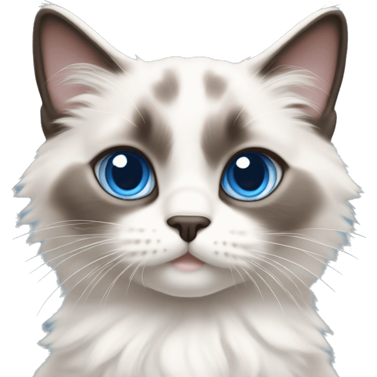 Ragdoll kitten with blue eyes and darker face and ears but bright white paws emoji