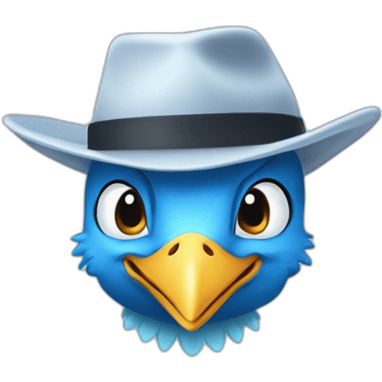 Crazy funny Articuno head with human white teeth and beautiful smile wearing glasses and hat emoji