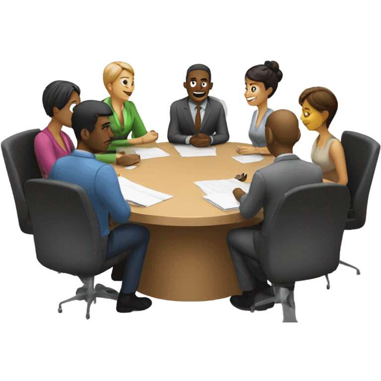 men and women work meeting at a table emoji