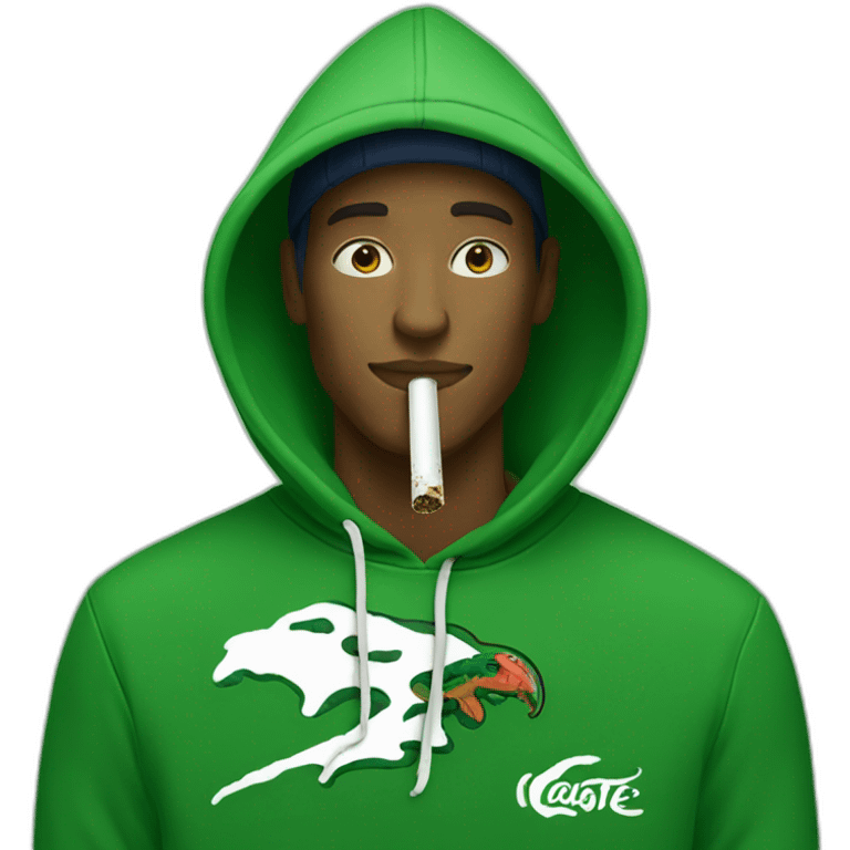 Guy smoking weed using lacoste hoodie emoji