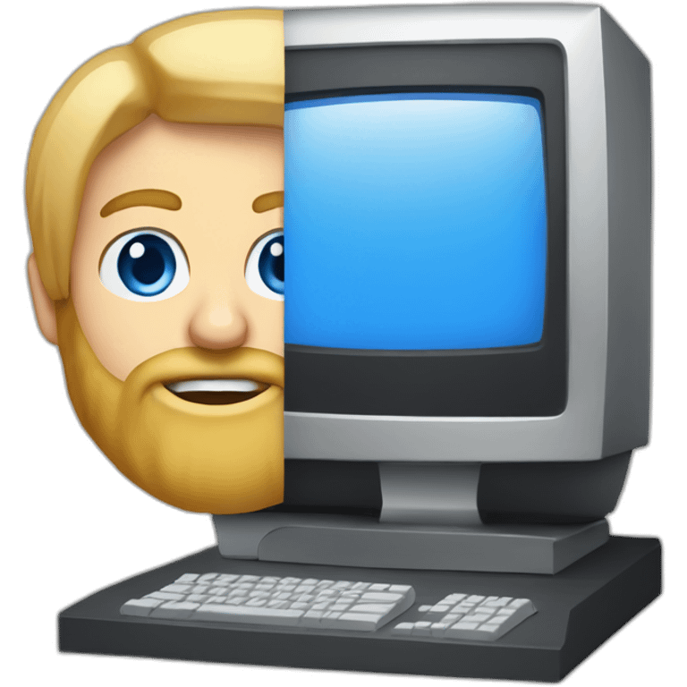 Blond bearded blue eyes and computer in box emoji