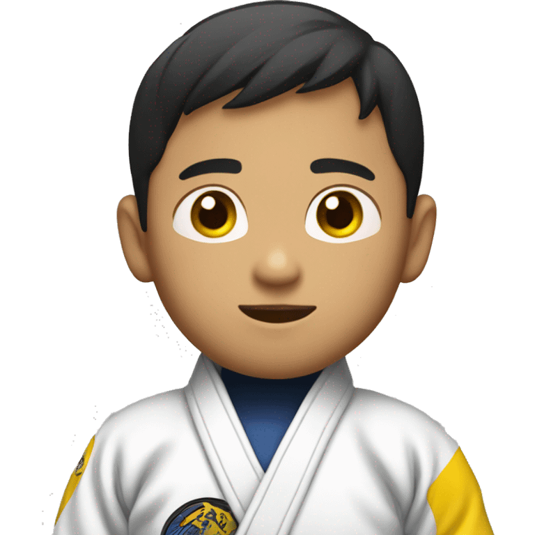 Asian boy wearing jiujitsu gi with a yellow belt  emoji