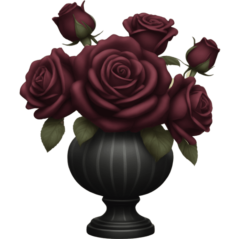 Vintage black and burgundy roses in vase emoji