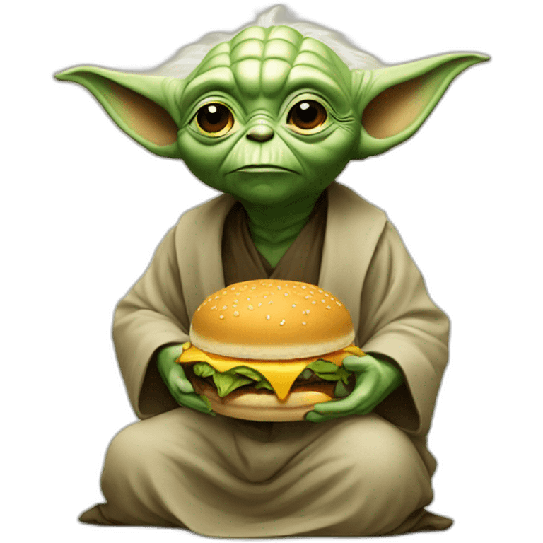 Yoda eat hamburger emoji