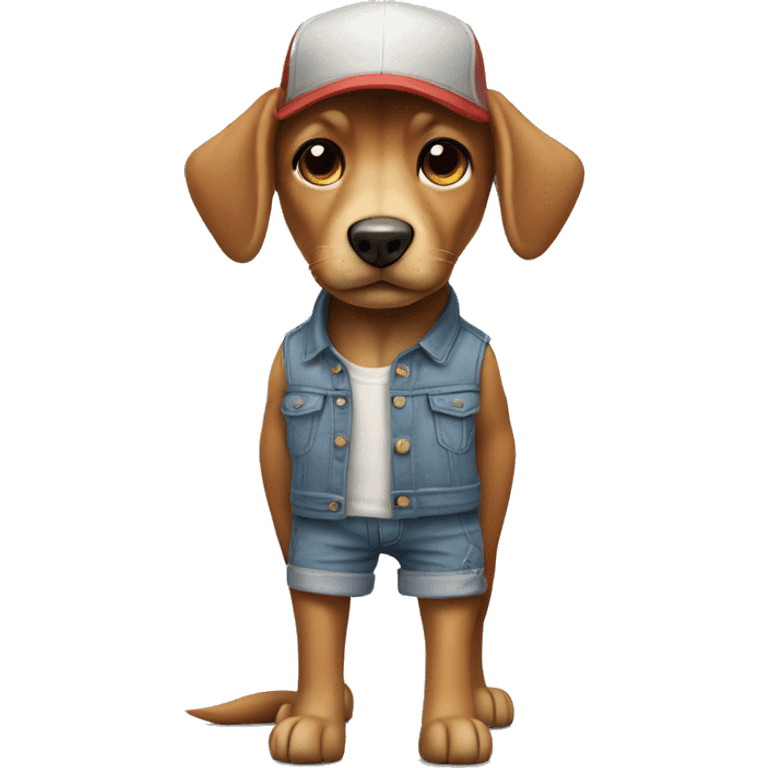 Dog in shorts and trucker cap emoji