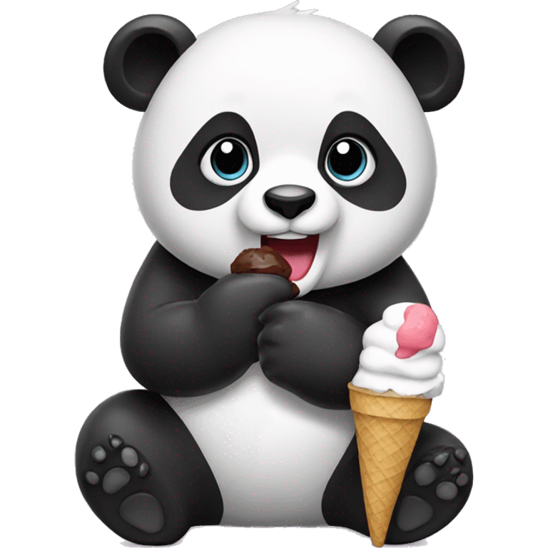 Panda eating ice cream emoji