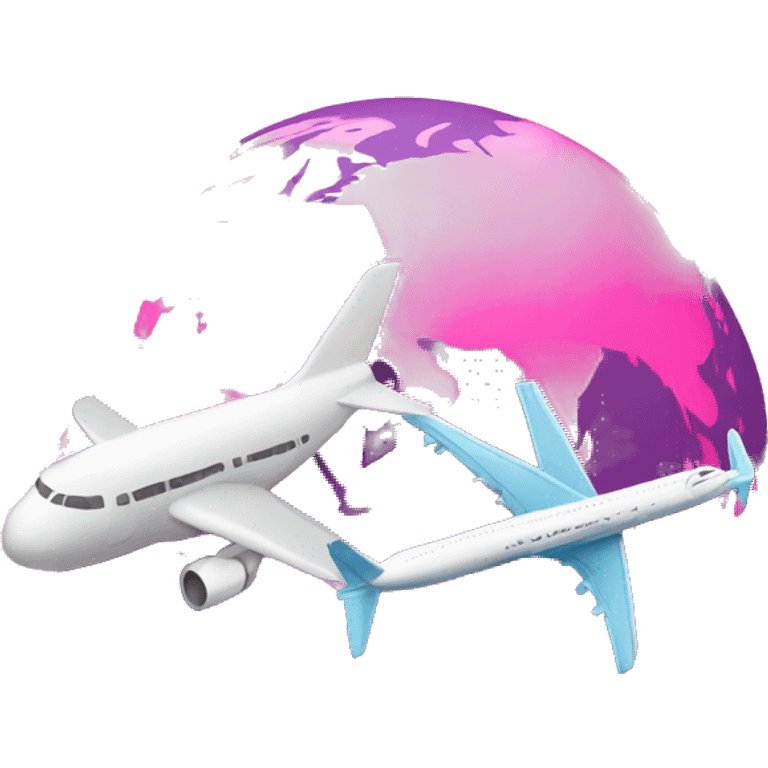 Pink globe with airplane emoji