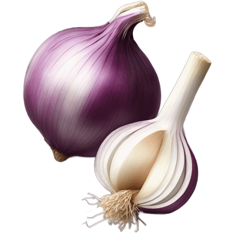 A garlic cooking an onion emoji