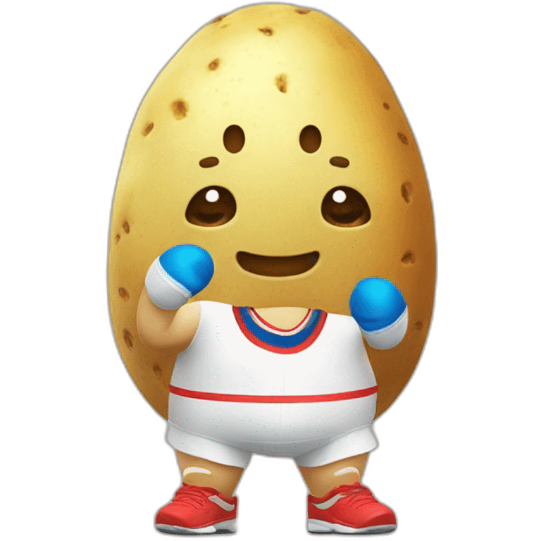 Kawaii potato in tennis uniform emoji