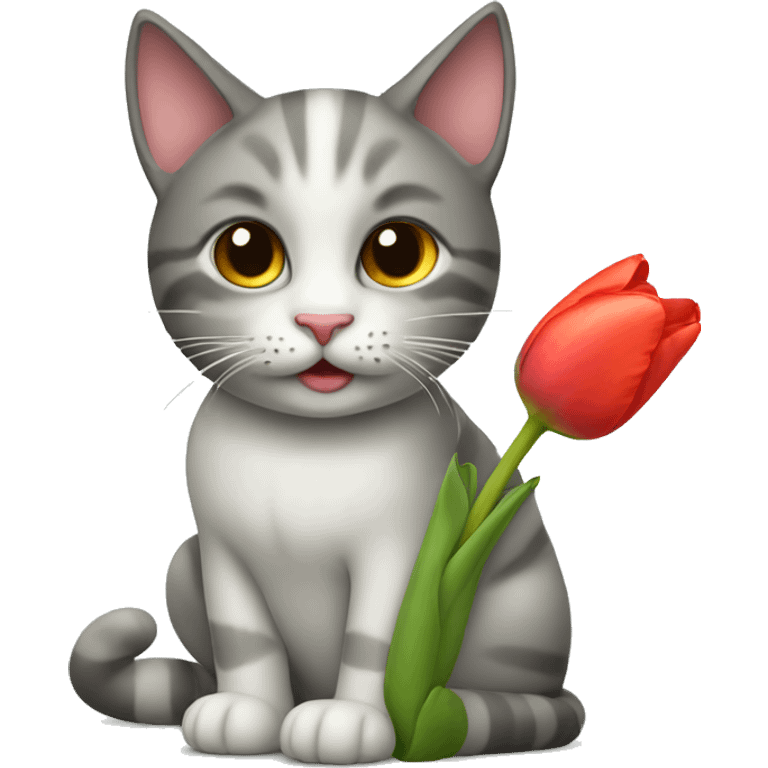 cat giving tulip emoji