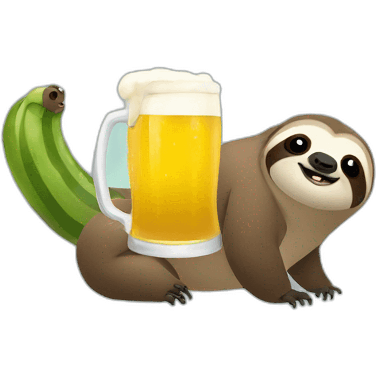 Sloth drinking beer on a caterpillar emoji