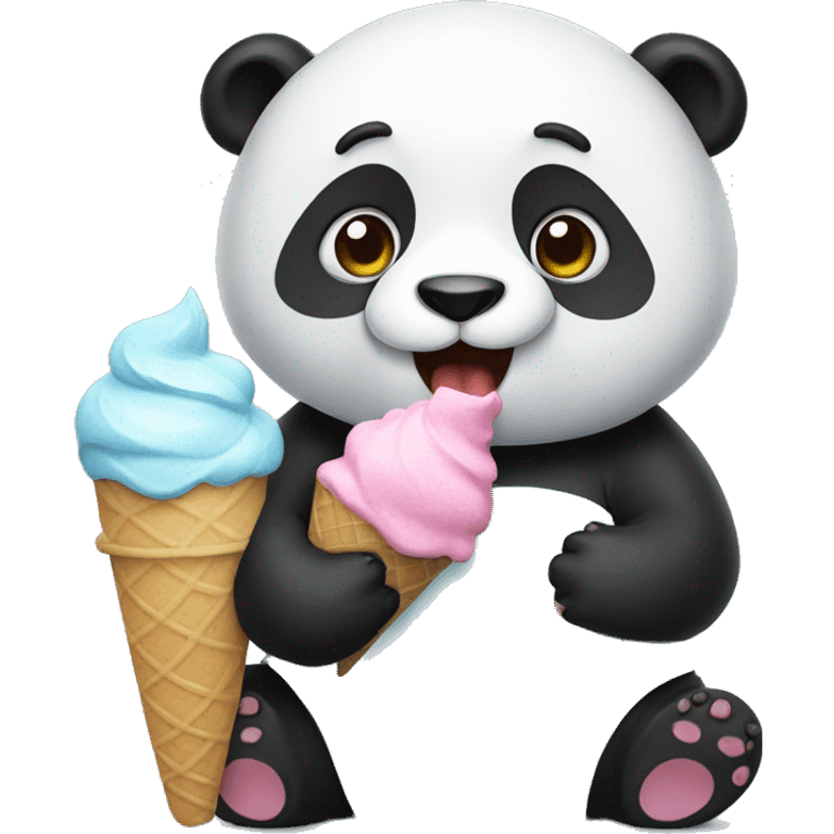 Panda eating ice cream emoji