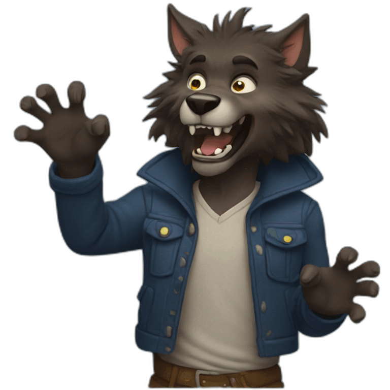 Werewolf raising hands emoji