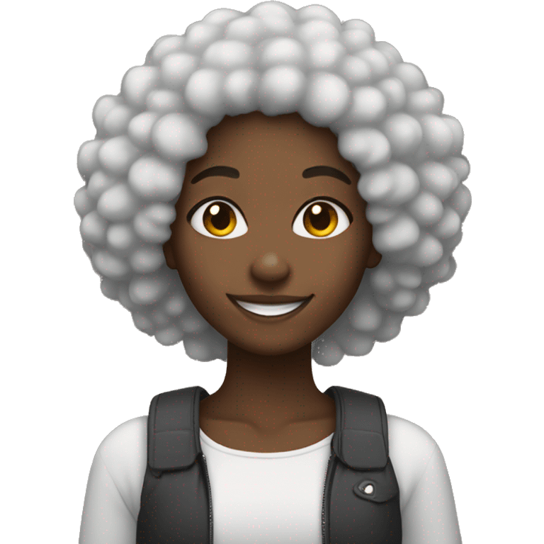 Black girl smiling with an Afro  emoji