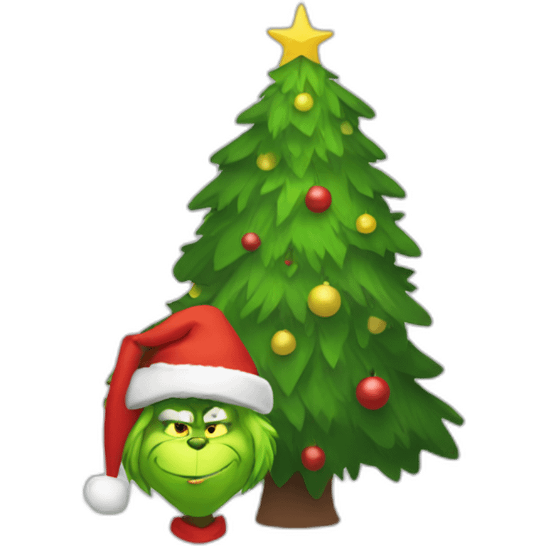 grinch holding christmas tree emoji