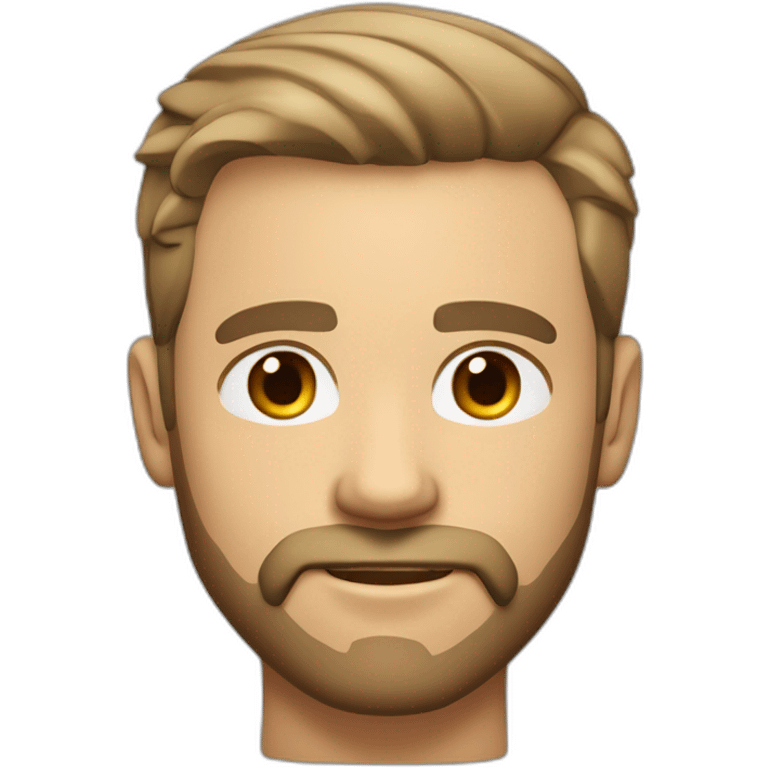 White man with slight sun kissed tan, dark brown eyes and undercut fade hairstyle. He has beard stubble and mustache trimmed. Cool clothing, hair styled sideways backwards. emoji