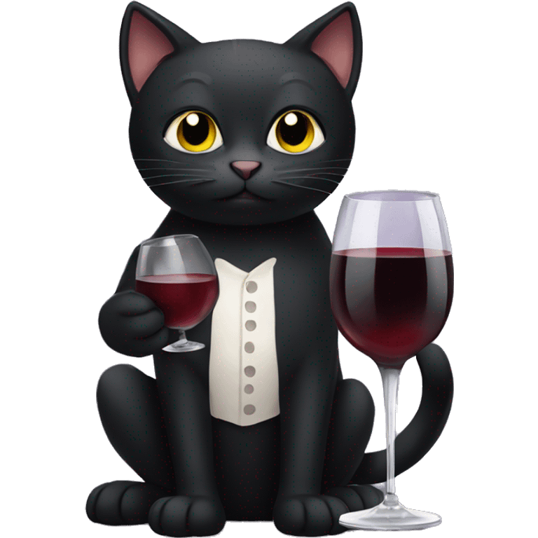 Black cat holding wine glass  emoji