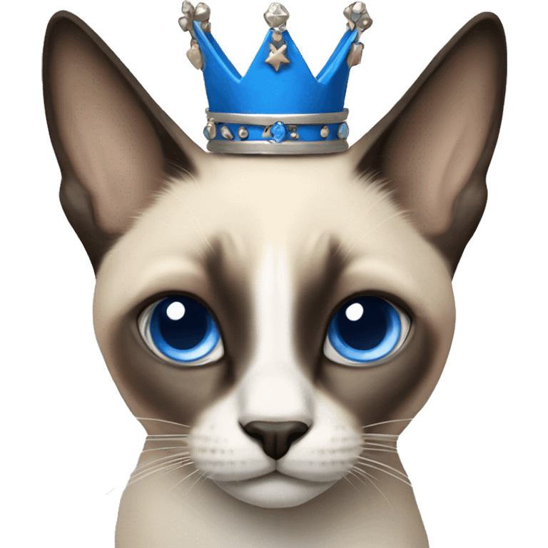 Long-haired Siamese with a blue crown emoji