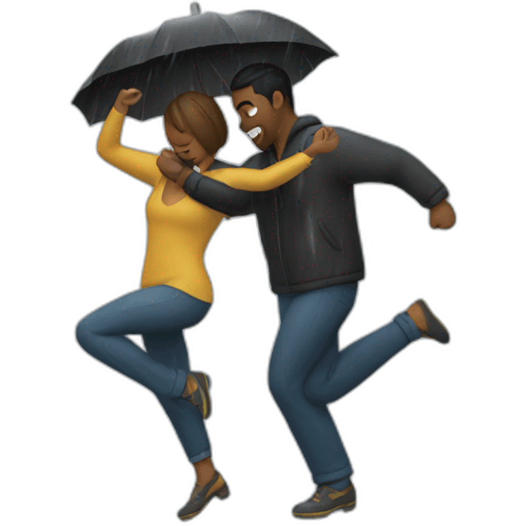 Couple dancing in heavy rain emoji