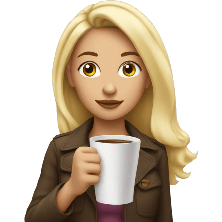 Strong blonde girl with coffee  emoji