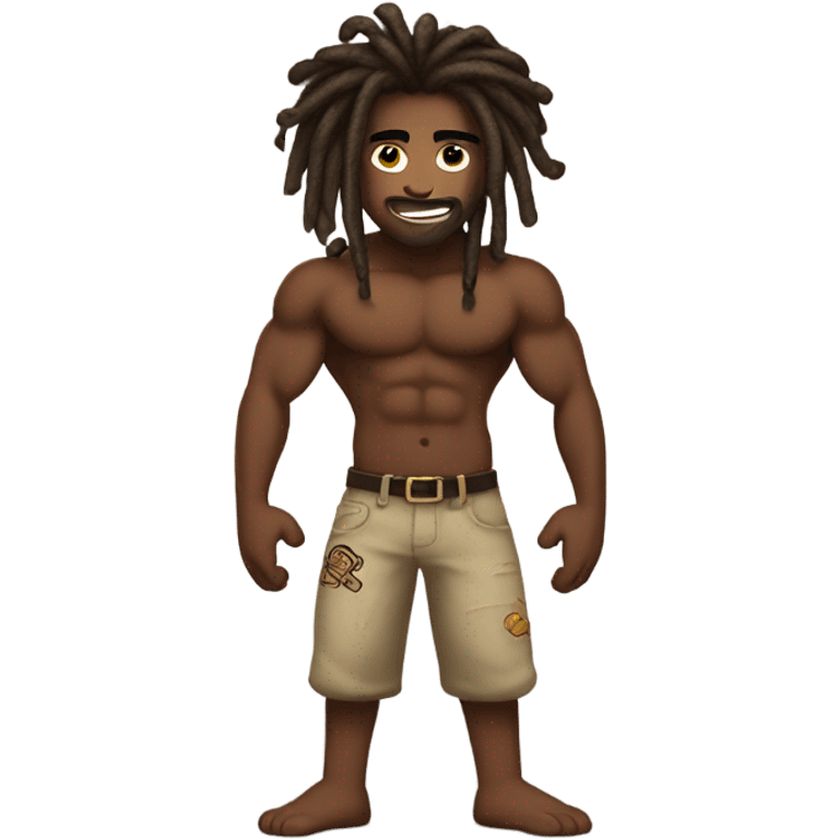 Flexing brown with tattoos and dreadlocks  emoji